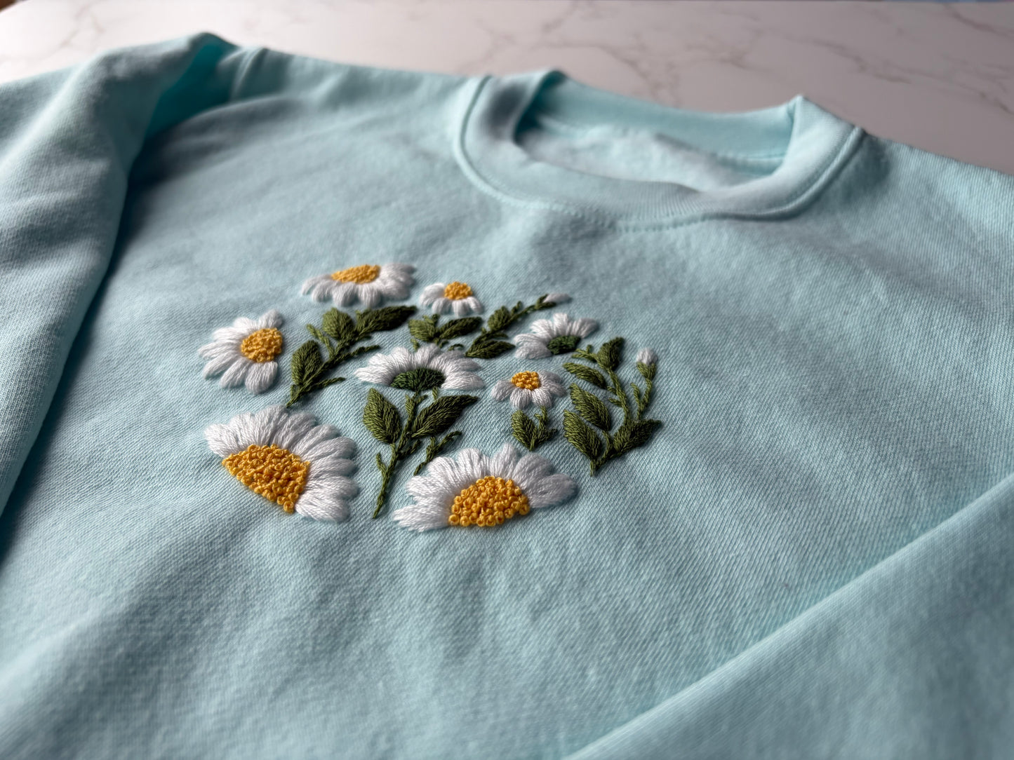 Aqua Blue Daisy jumper
